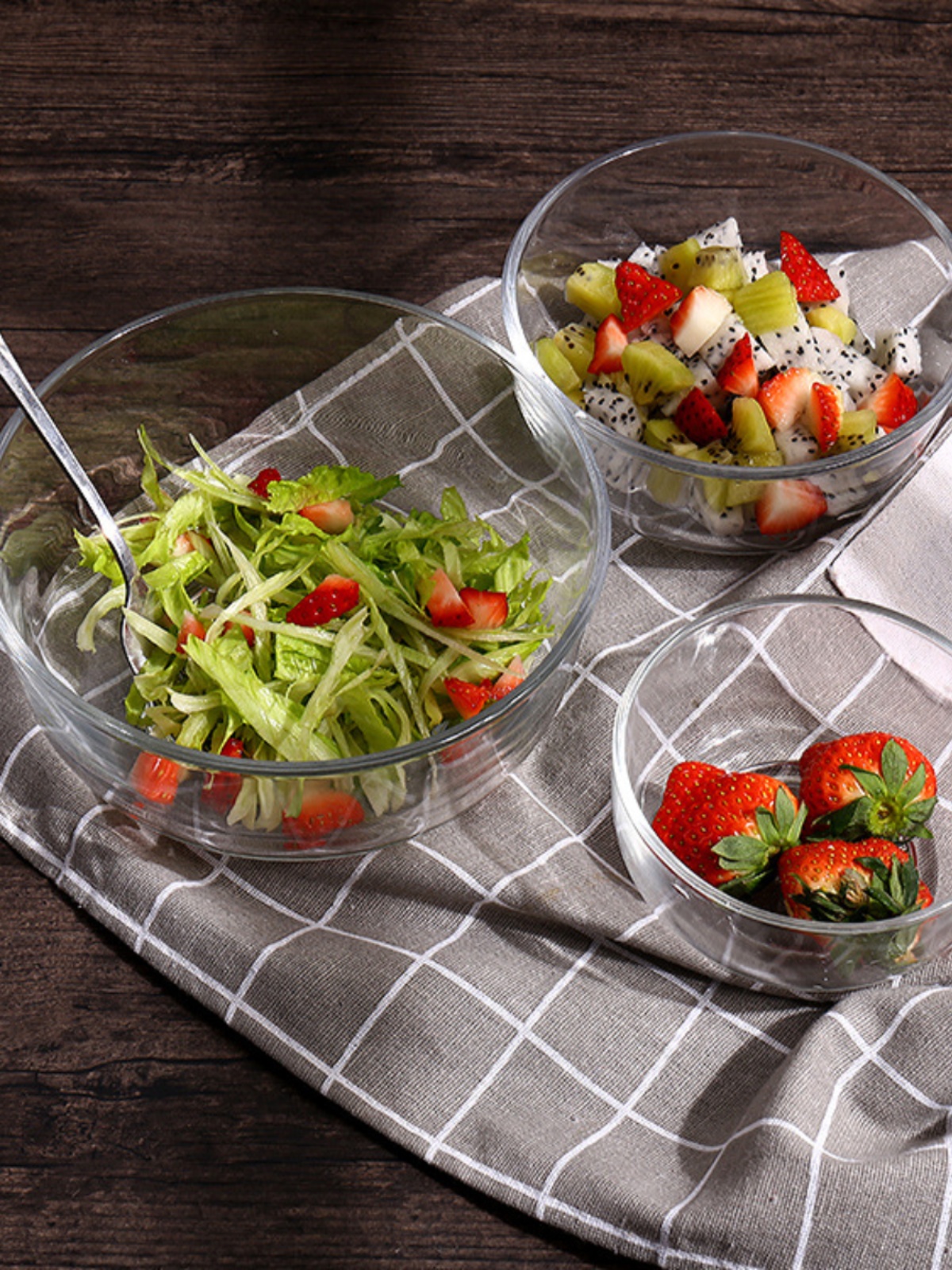 Salad Soup Bowl Size Bowl Large High Temperature Resistant Baking For Home Egg Cake Glass Basin Transparent Instant Noodle Glass Bowl and Noodle