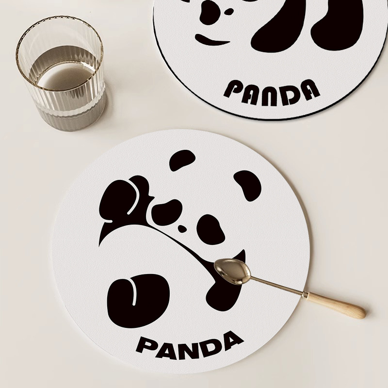 Cute Panda Waterproof Oil-Proof Disposable Heat Proof Mat Dining Table Cushion Anti-Scald Pan Mat round Coaster Non Slip Table Mat Cup Mat