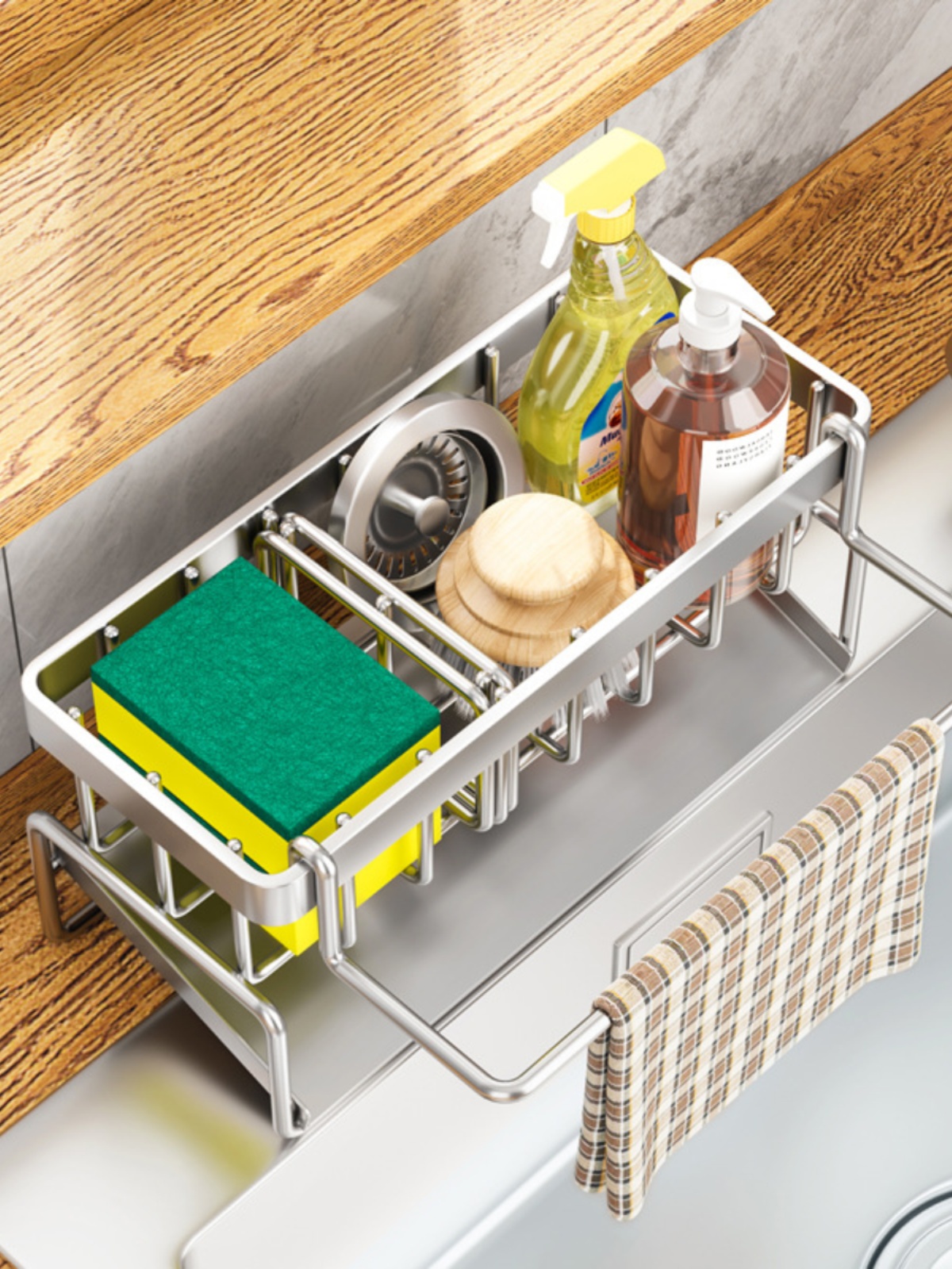 Sink Dishcloth Sponge Storage Rack Stainless Steel Kitchen
