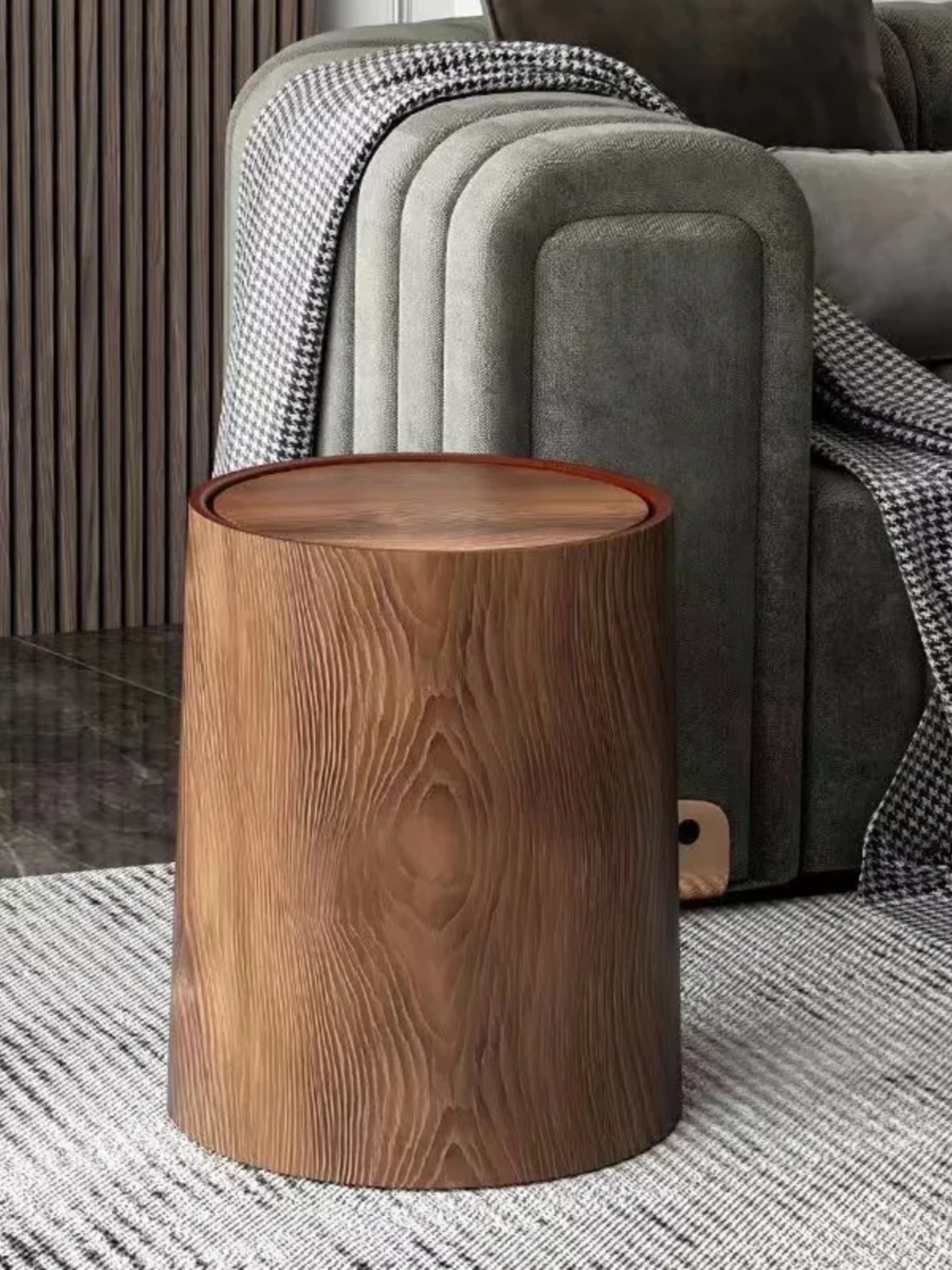 Trash Can Retro Domestic Wood Grain Bathroom New Arrival Large Capacity Kitchen Living Room Office Good-looking Wastebasket