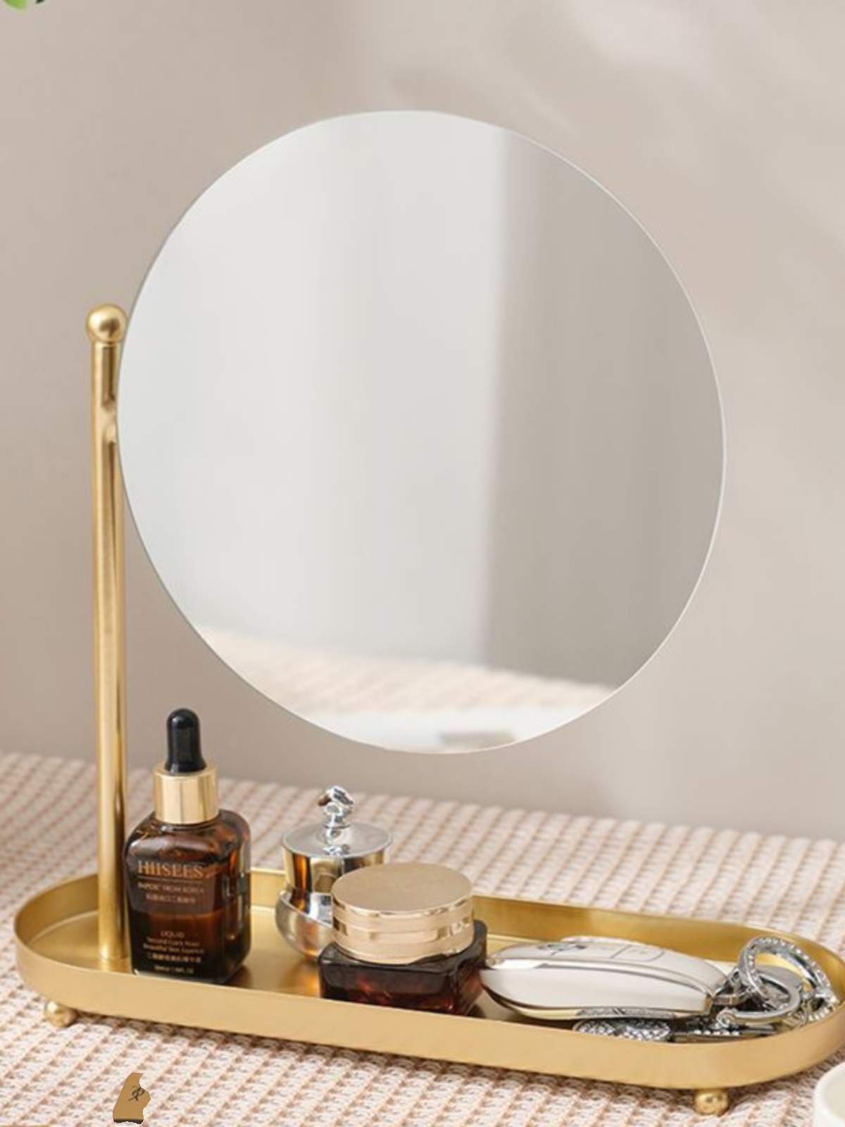 Desktop Makeup Mirror Storage Box Integrated For Home Bedroom Desktop Dressing Mirror Internet-Famous Dormitory Cosmetic Mirror Rotate Mirror