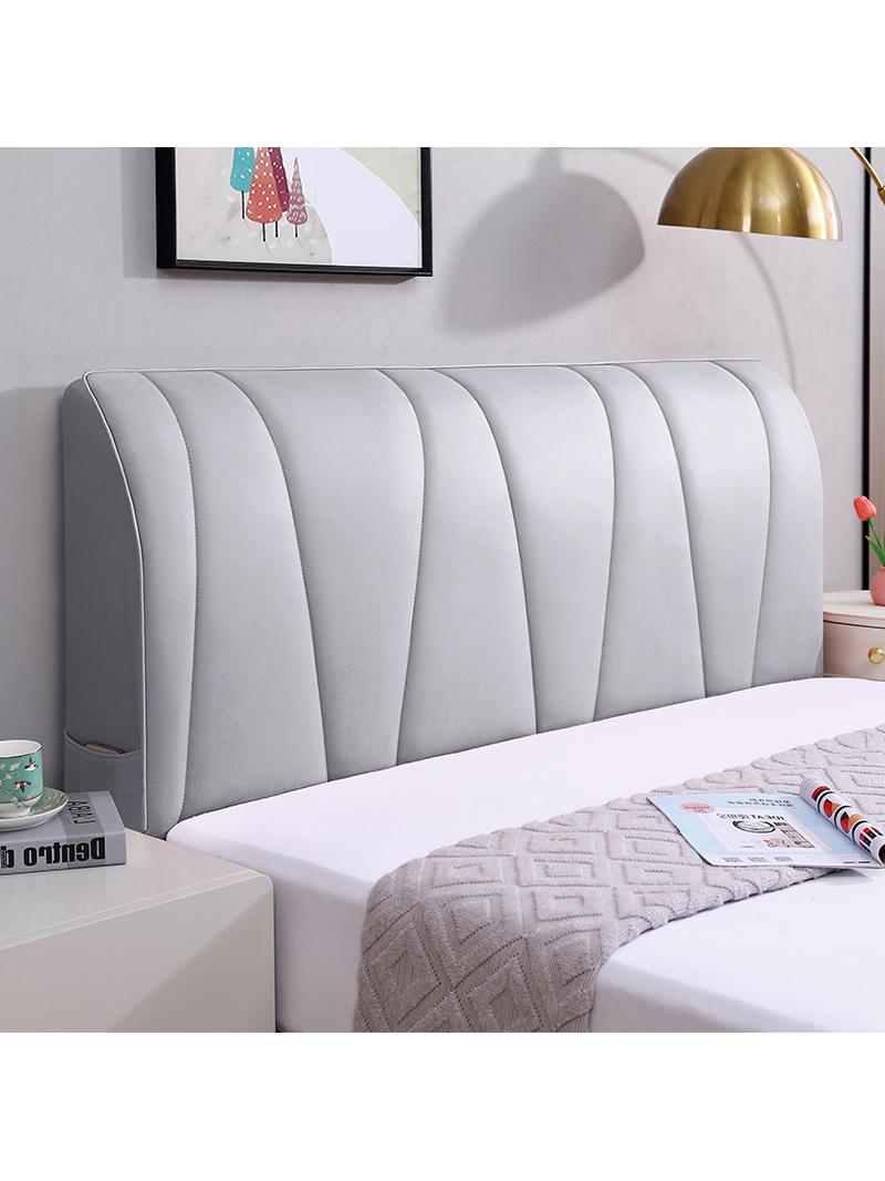 Jujiajia Fashion Faux Leather Bedside Cover All-Inclusive Cotton Padded Thickened Extra Large Height Bed Cover Cover Soft Cover Dust Cover Wash