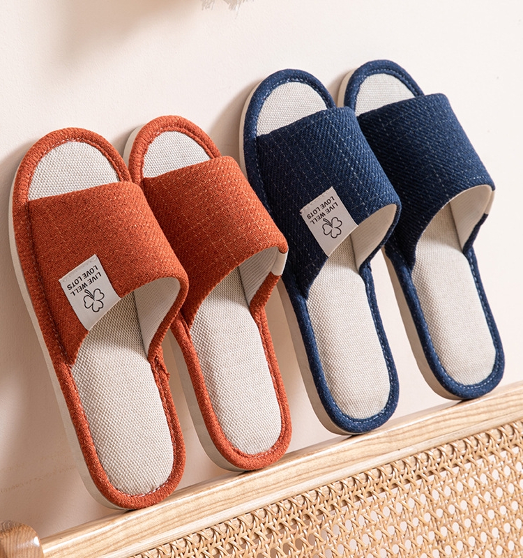 Linen Slippers Women's Summer Indoor Home Non-Slip For Home All Year Round Floor Couple Spring & Fall Cotton Linen Mute Men's Autumn