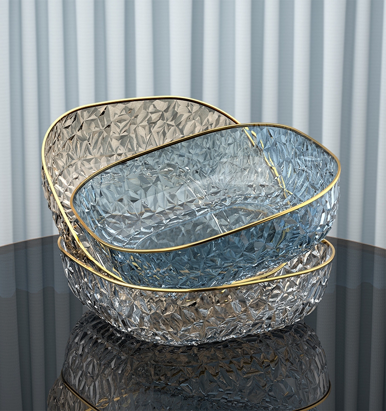Internet Celebrity Fruit Plate For Home Living Room Coffee Table Candy Plate Snack Dish Affordable Luxury Style Good-looking Large Capacity Diamond Fruit Plate