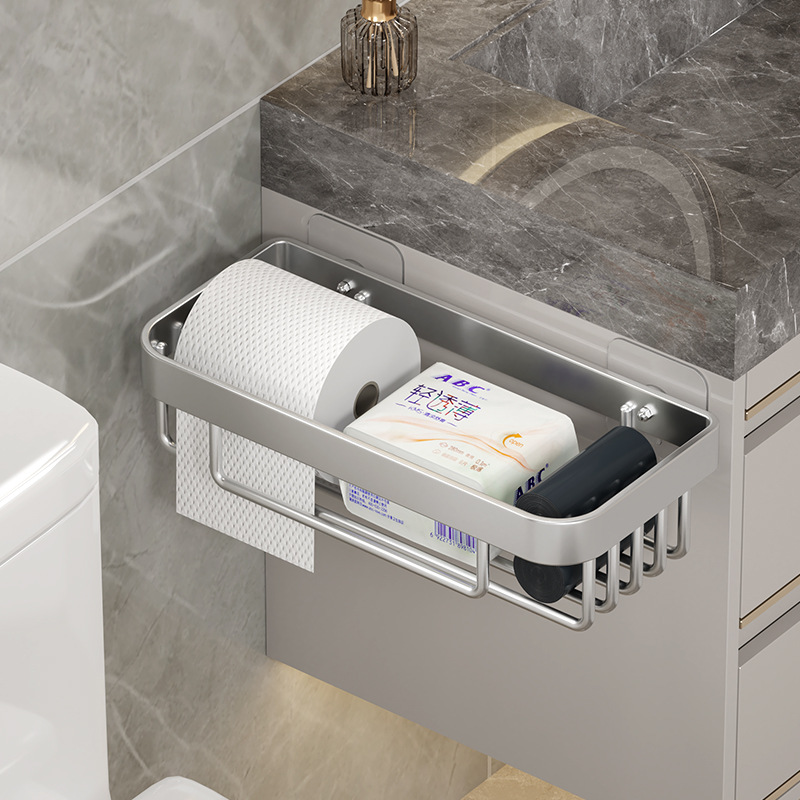 Toilet Toilet Paper Box Toilet Tissue Box Punch-Free Tissue Paper Roll Paper Storage Box Toilet Wall-Mounted Shelves