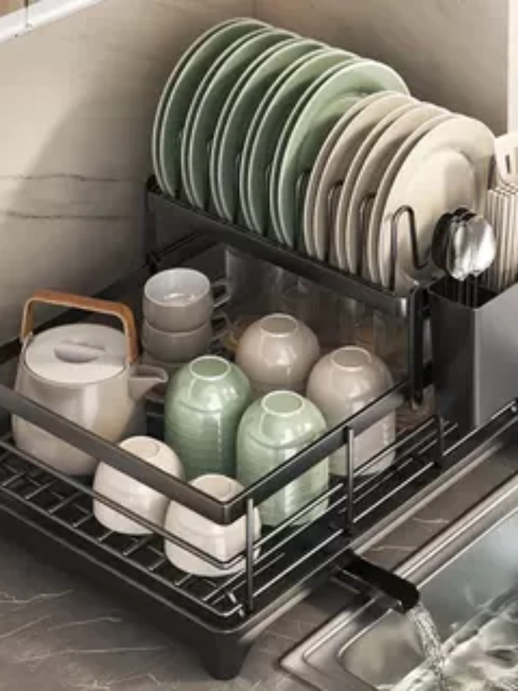 Kitchen Sink Tableware Dish Storage Rack Bowl Dish Cup Storage Rack For Home Multi-Functional Chopsticks Holder Draining Rack Cupboard