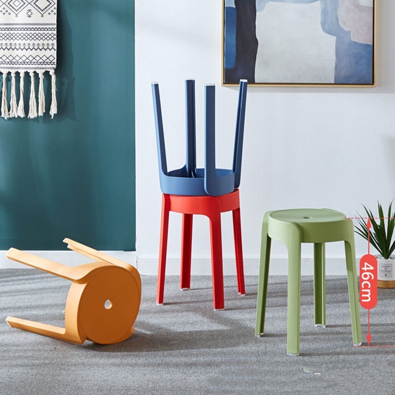 Home Plastic Stool Thickened Home Chair Stackable round Stool Modern Simple Dining Table High Bench Windmill Plastic Stool