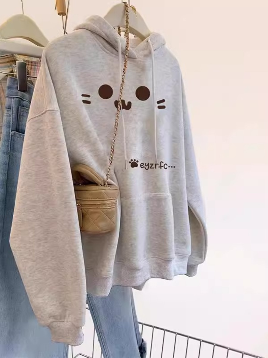 American High Street Brushed Hoody Female Spring & Fall 2025 New Arrival Best Selling Small Hooded Loose Padded Coat Trendy