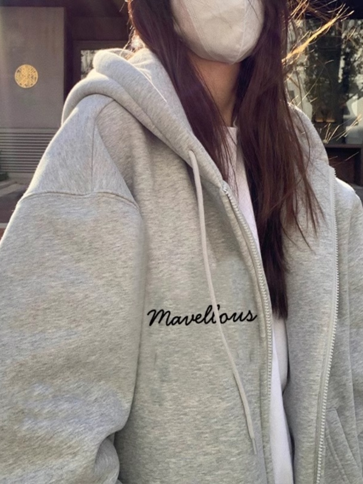 Outwear Hooded Sweatshirt Women's Spring and Autumn Zipper Cardigan American 2025 New Arrival Spring and Autumn Oversize Tops Gray