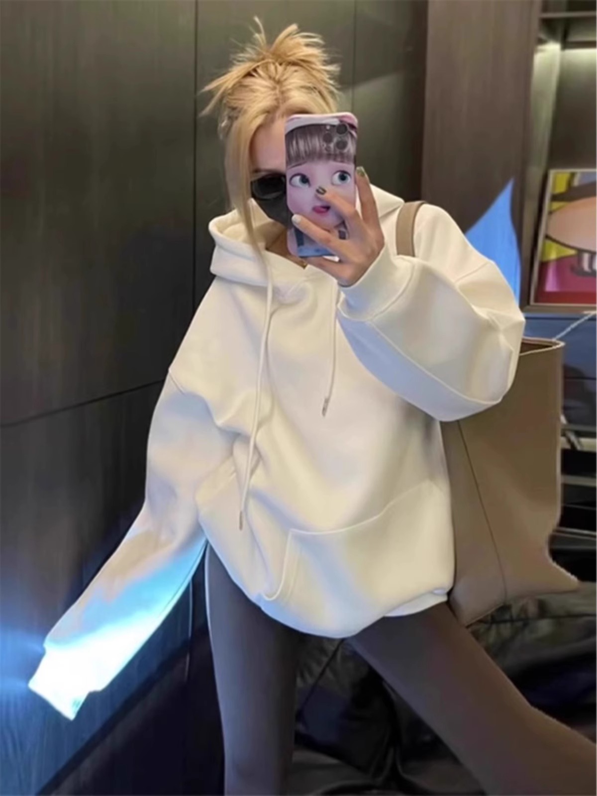 Elegant Fashionable Pure White Hoodie Women 2025 New Spring and Autumn Fleece-lined Thickened High-Grade Loose Outerwear