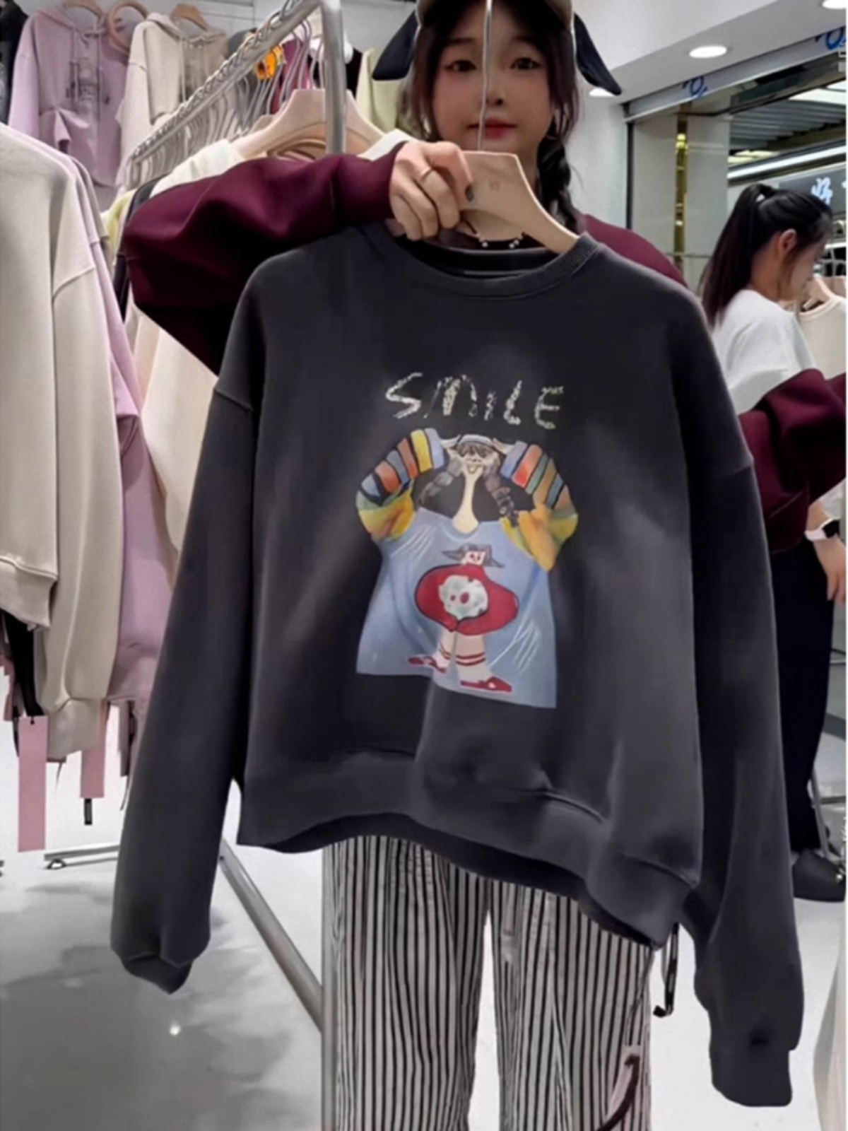 American Vintage Trendy Hoodie for Women - 2025 Autumn New Slimming Versatile Long Sleeve Pullover