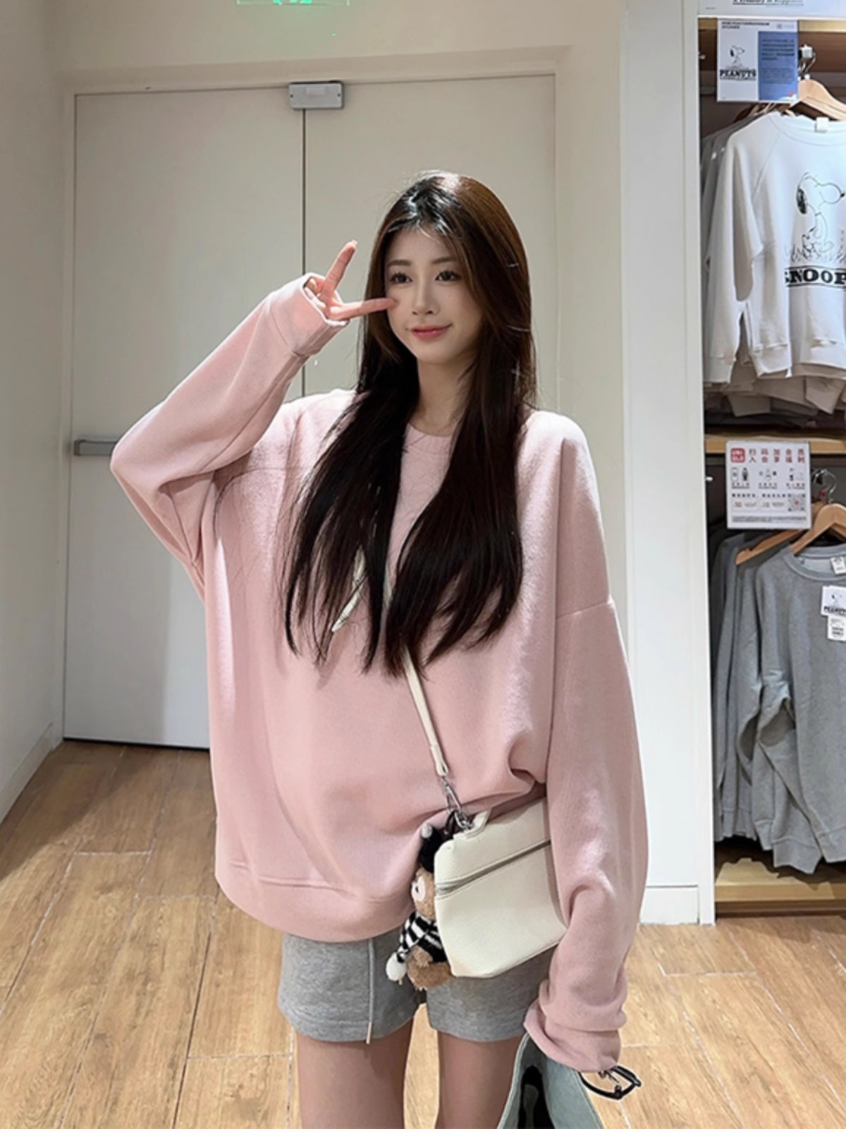 Pink Sweet round Neck Hoodless Hoodie Women Spring and Autumn 2025 New Loose Idle Style Small Slimming Top