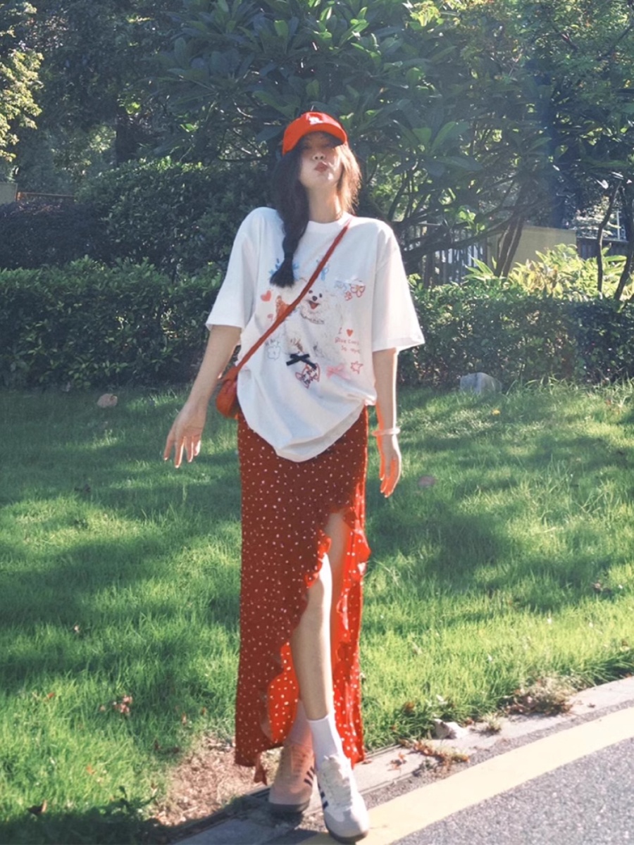 K-style Cute Anti-Aging Puppy Printed Short-Sleeved T-shirt for Women Summer New Arrival Loose Slim Looking Chic Pullover Tops Trendy