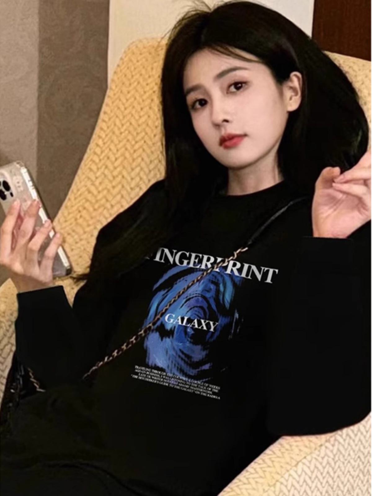 Celebrity Style High Street American Fashion Brand Print Long Sleeve Hoodie for Women - Spring/Autumn New High-End Outerwear