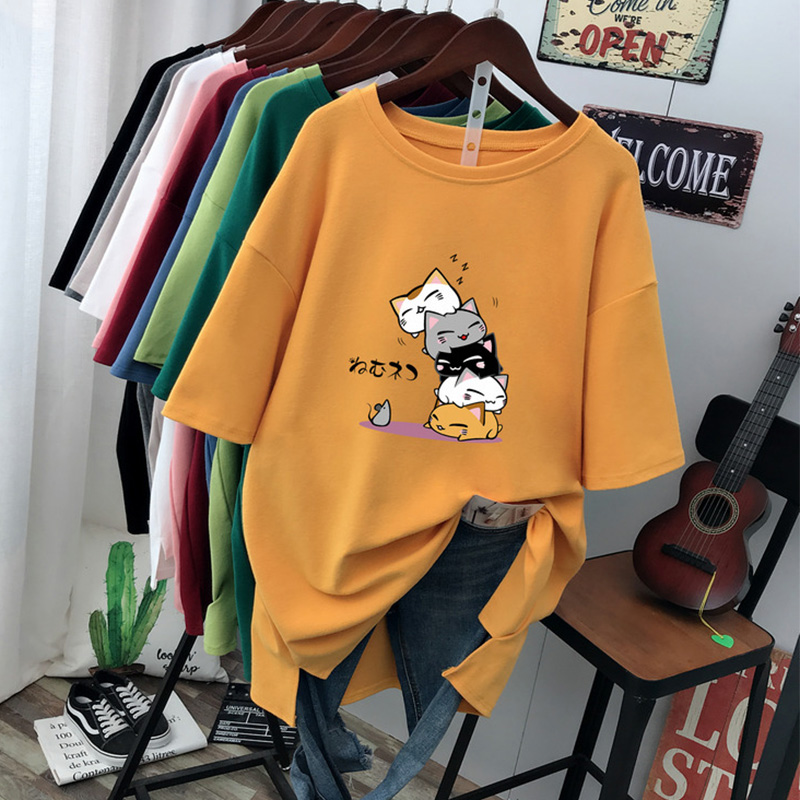 Instagram Extra Large Size 200 Slim Looking Belly-Covering Short Sleeve T-shirt