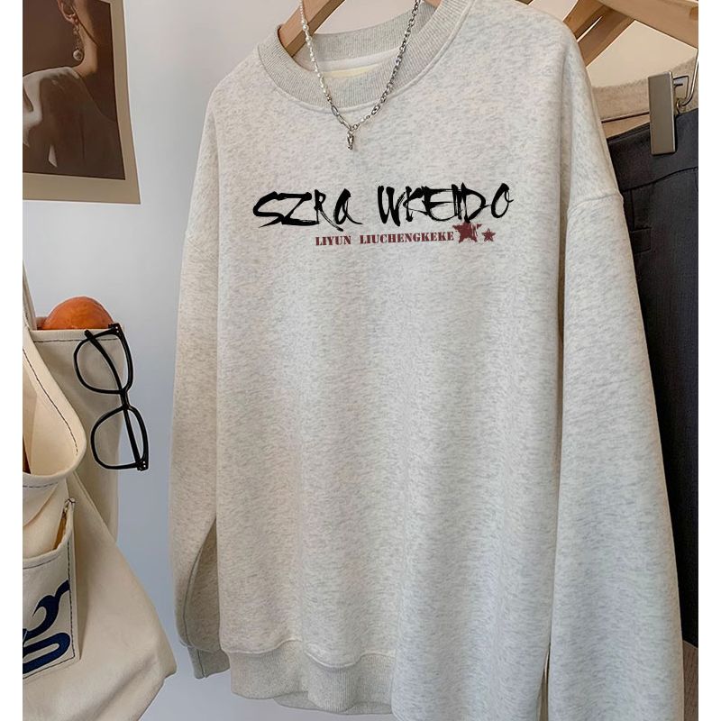 American Retro round Neck Plus Size Loose Sweater Women's 2025 Fall and Winter New Arrival Plus Size Ladies Slim Looking Belly Covering Outwear Top Clothes