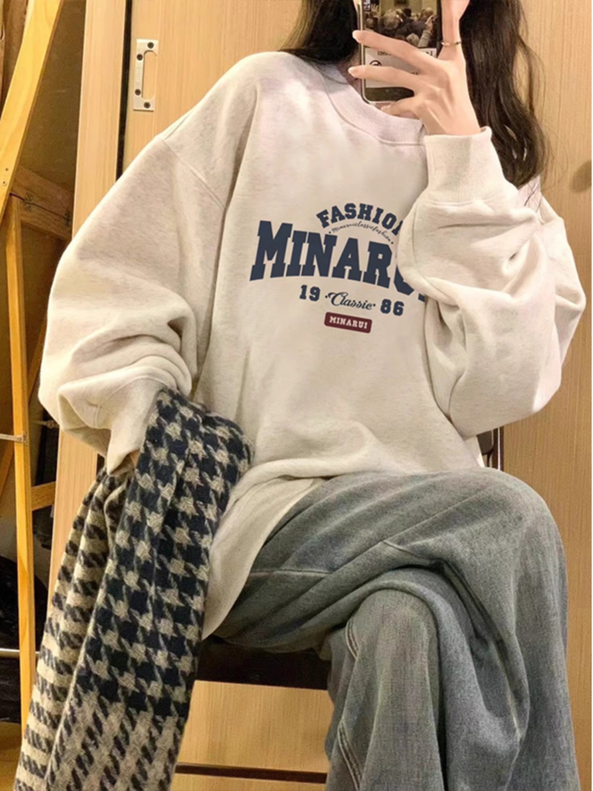 Plus Size Korean Style Idle Style round Neck Fleece-Lined Sweater Female 2025 Fall and Winter New Arrival Best Selling Loose Oversize Tops