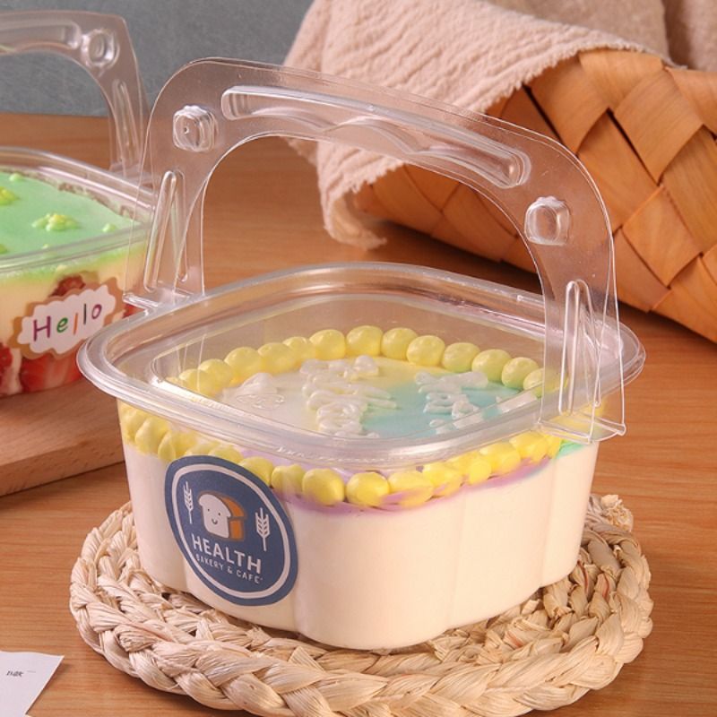 Kids Portable Flower Basket Cake Packing Box Transparent Soymilk Multi-Layer Tiramisu Frosted Blossom Take out Box Handmade
