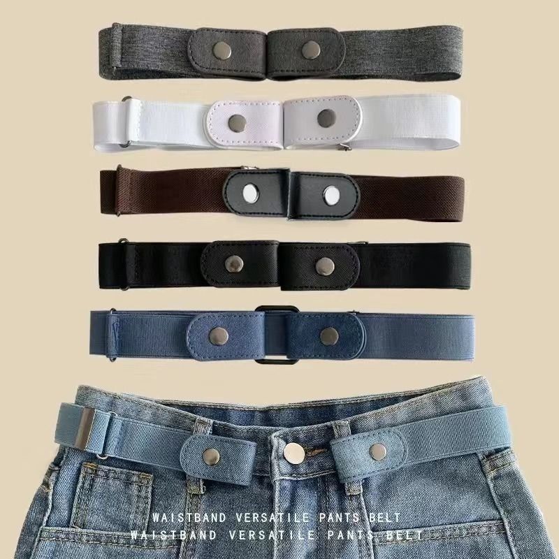 [9.9 Yuan for 3 Pieces] Invisible Belt Seamless Bean Bag Pant Belt Elastic Jeans Belt Cat's Paw Charge Belt Buckle