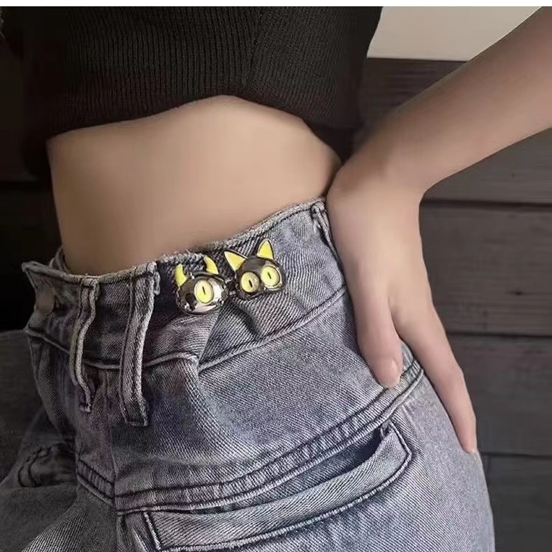 [9.9 Yuan 3 Pieces] Four Eight-Pointed Stars Pants Waist-Tight Handy Gadget Adjustable Size Corset Button Cartoon Brooch