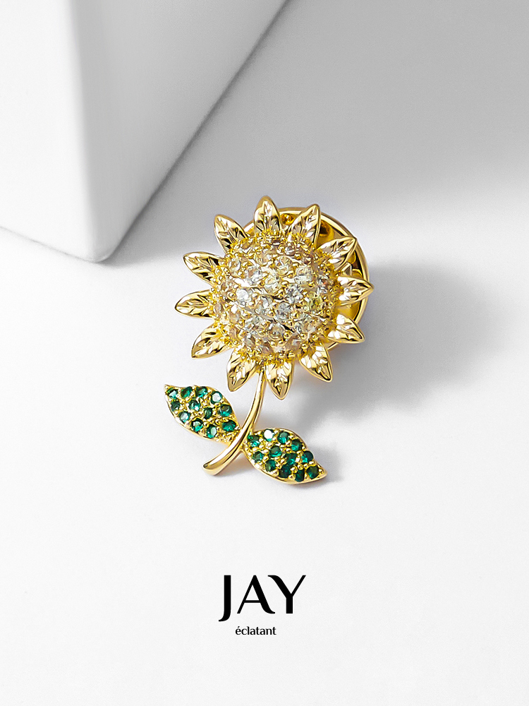 Jay Sunflower Collar Pin Ornament Collar Sweater Accessories Pin Anti-Exposure Brooch Women's Clothes Businese Suit Accessories