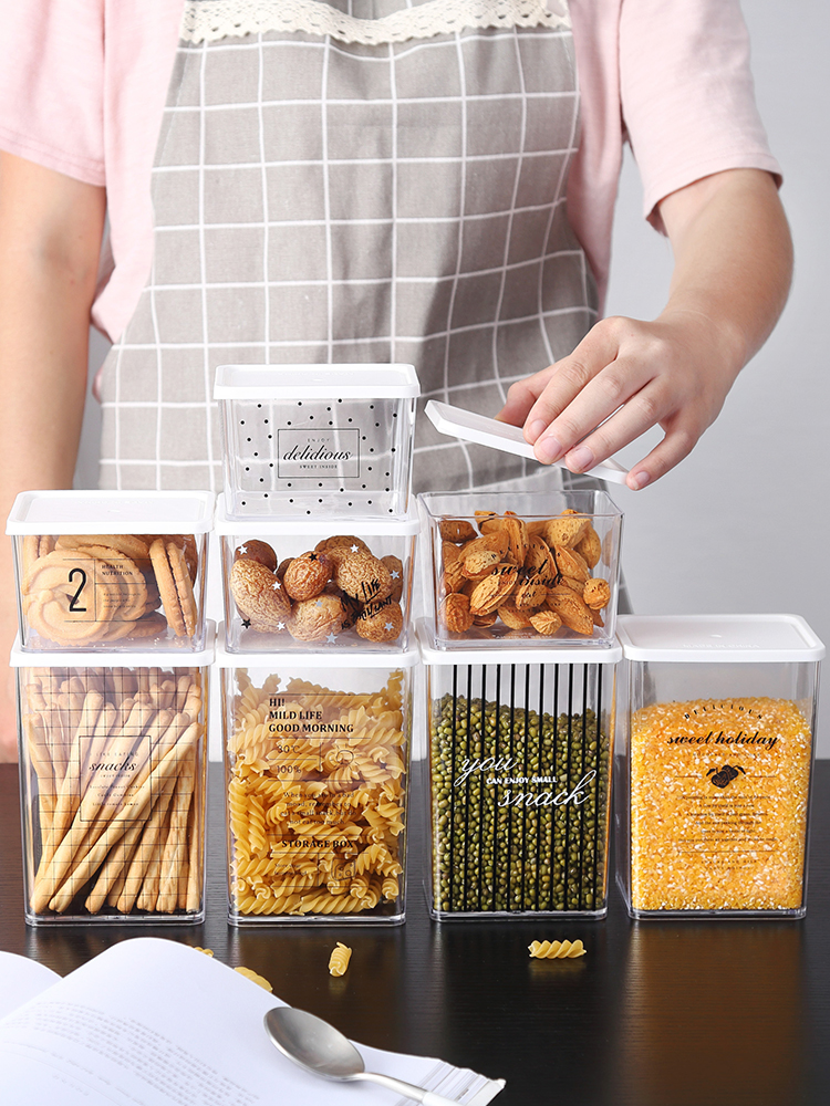 Sealed Cans Cereals Dry Goods Kitchen Storage Food Grade Transparent Plastic Storage Tank Snack Box Tea Caddy