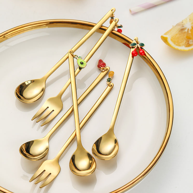 Fruit Fork Set Stainless Steel Fruit Fork Ins Scandinavian Creative Fruit Toothpick Fruit Fork Cute European Light Luxury