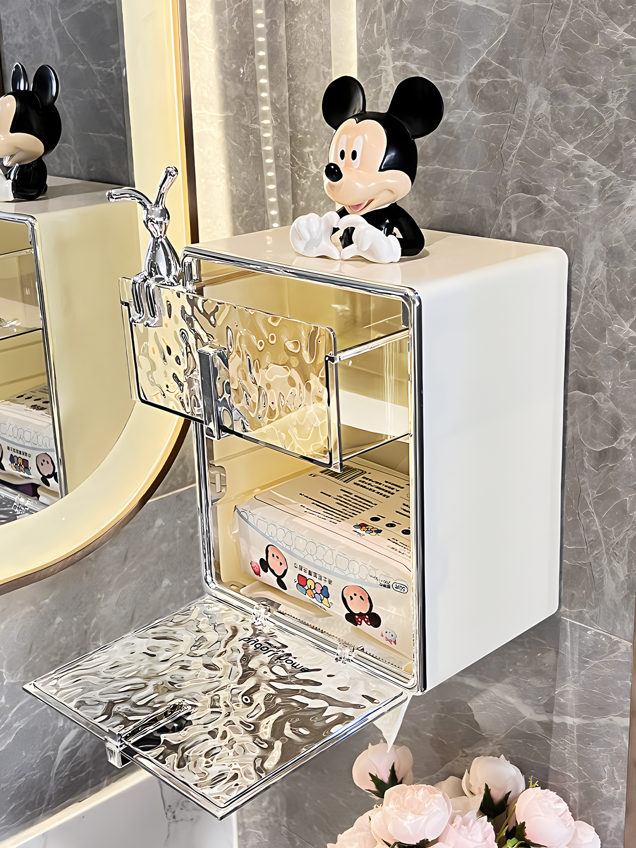 Punch-Free Wall-Mounted Shelves Waterproof Tissue Box
