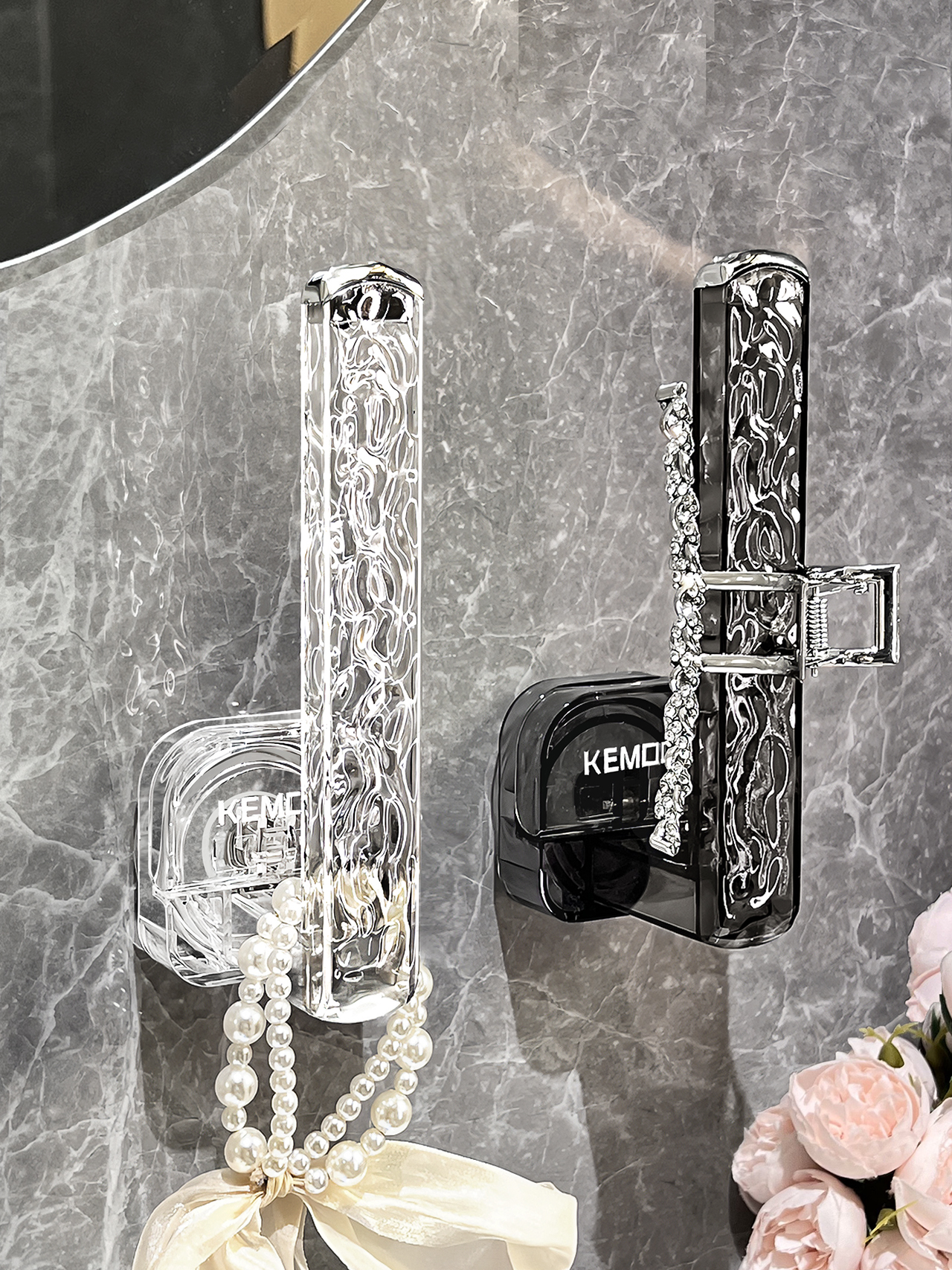 Suction Cup Hair Ring Hook Wall-Mounted Punch-Free Storage Rack Accessible Luxury Barrettes Jewelry Face Wash Hair Bands Headband Storage Box