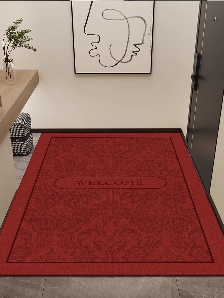Red Festive Entrance Door Mat For Home Hallway Non Slip Mat Gate Doormat Can Be Cut Classy Carpet