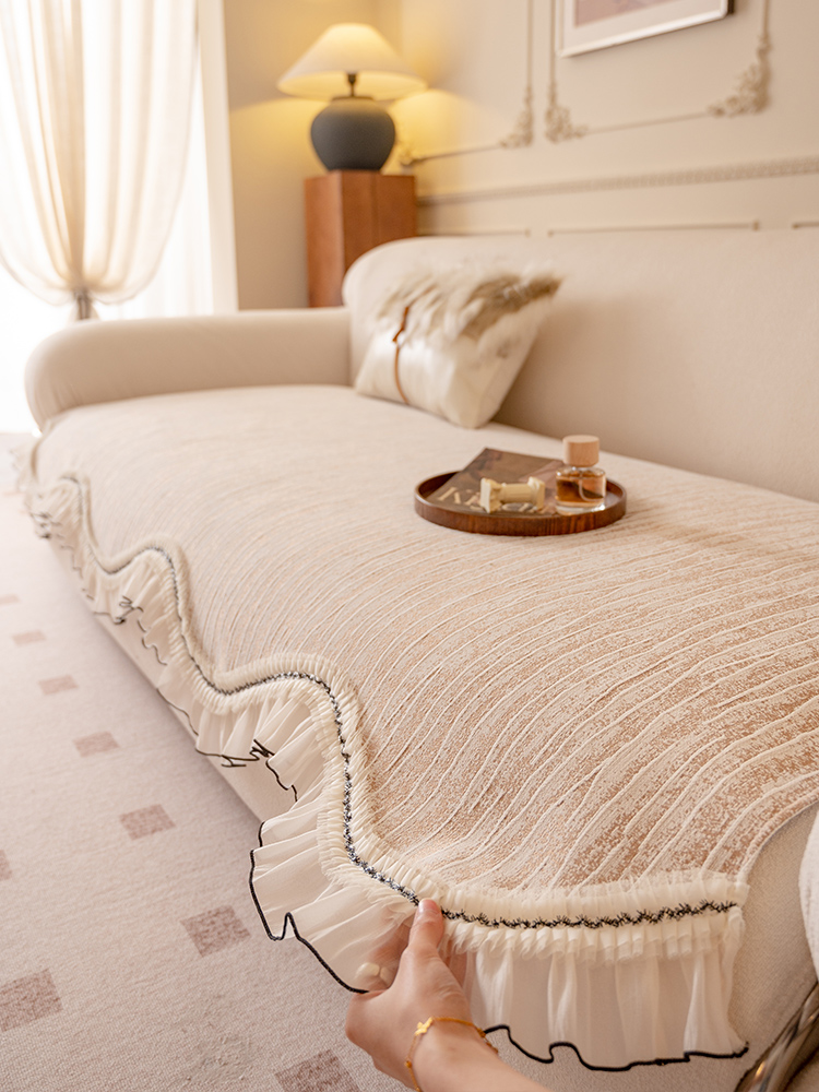 All Year Round New Arrival Non Slip Sofa Cushion 2025 New Arrival Special-Shaped Sofa Seat Cushions Cream Wind Accessible Luxury Fancy Cover Cloth