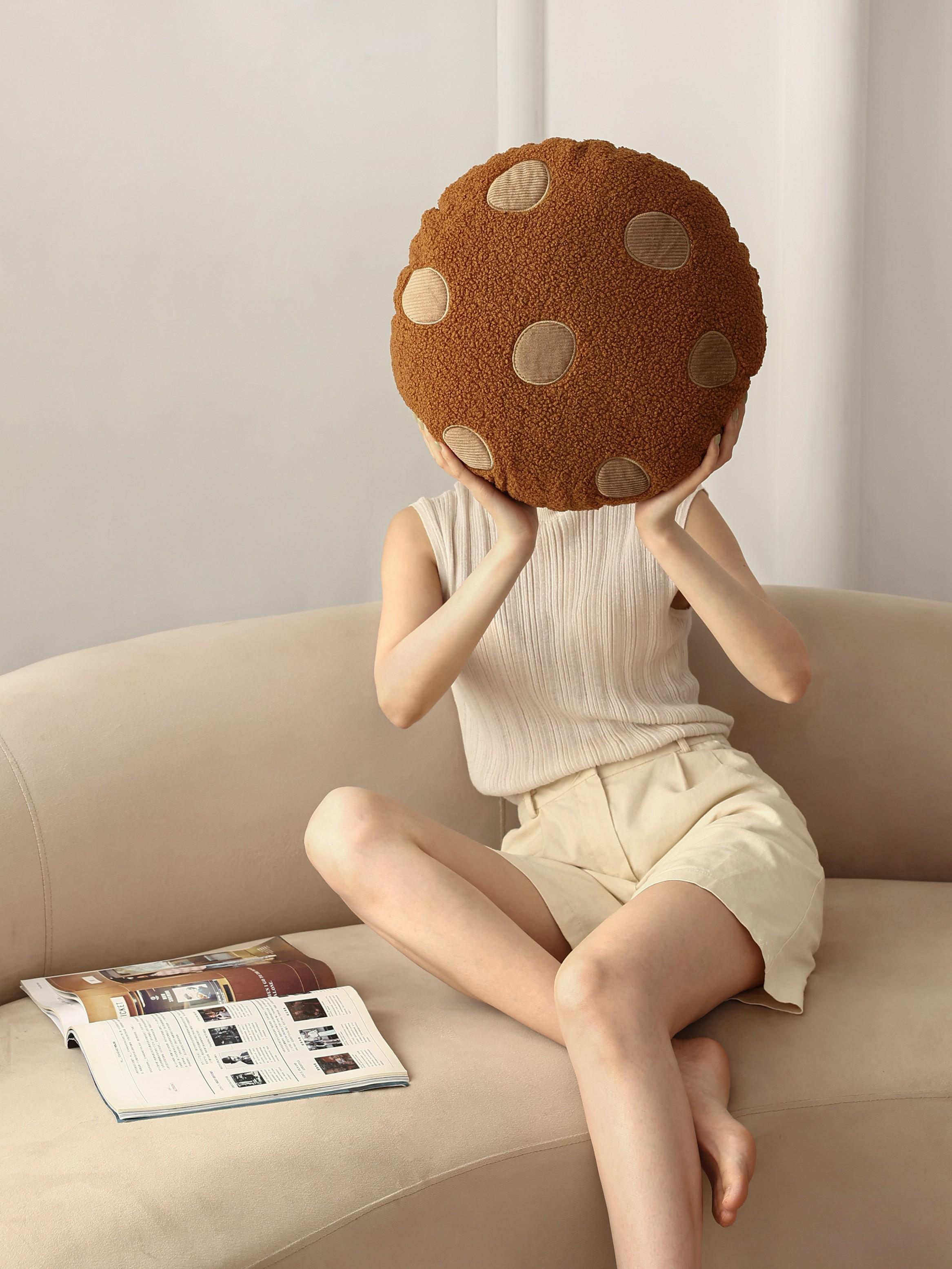 Chocolate Bean Cookie Italian Accessible Luxury Couch Pillow Nap Living Room and Bedside Cushion Backrest Cartoon Lumbar Support Pillow Pillowcase