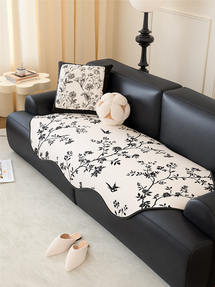 Special-Shaped Sofa Cushion Non Slip Ice Silk Straight Row Leather Sofa Cushion All Year Round Neutral Fancy Asymmetrical Leather Sofa Cover Cloth