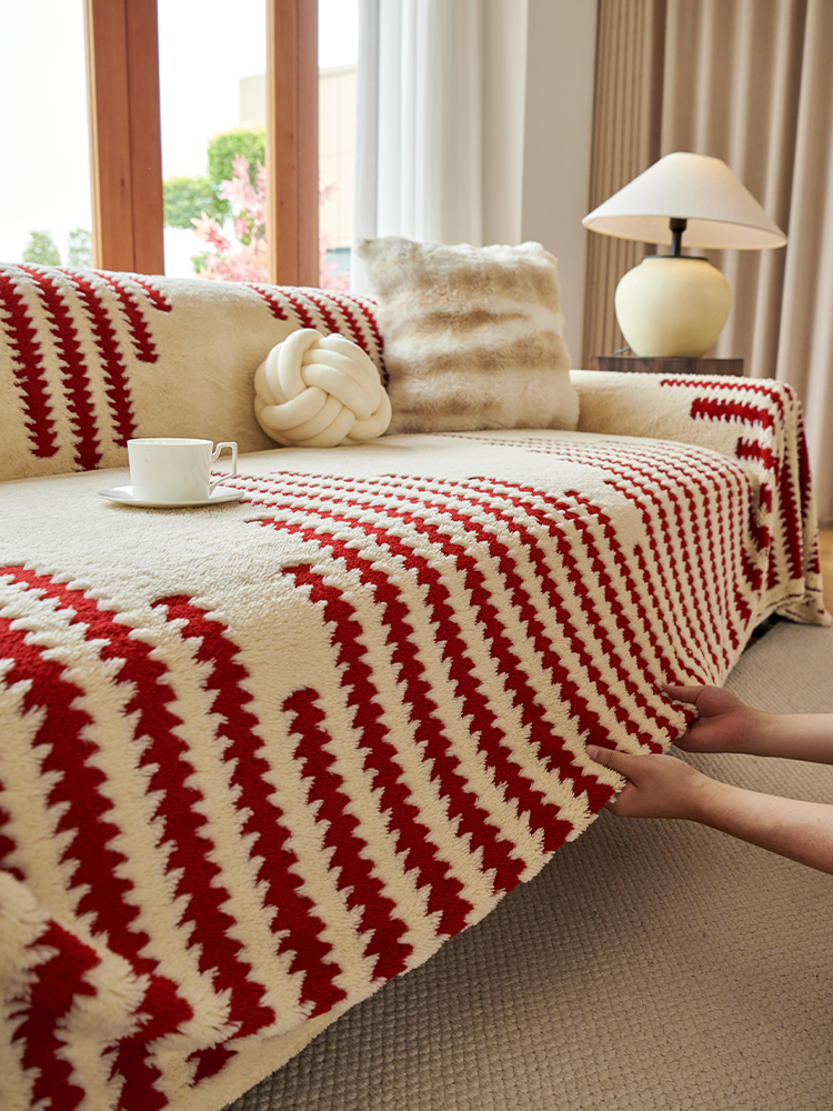 Festive Red Sofa Cover Towel a Whole Piece 2025 New Arrival Anti-Scratching Autumn and Winter Stuffed Sofa Cover Cushion