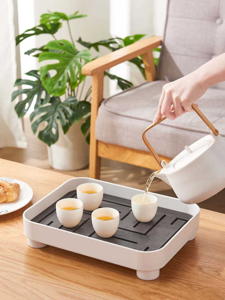 Tea Tray For Home Accessible Luxury Modern Simple Teaware Water Storage Tea Pitcher Tea Cup Storage Drain Small Tea Table Rectangular Tray