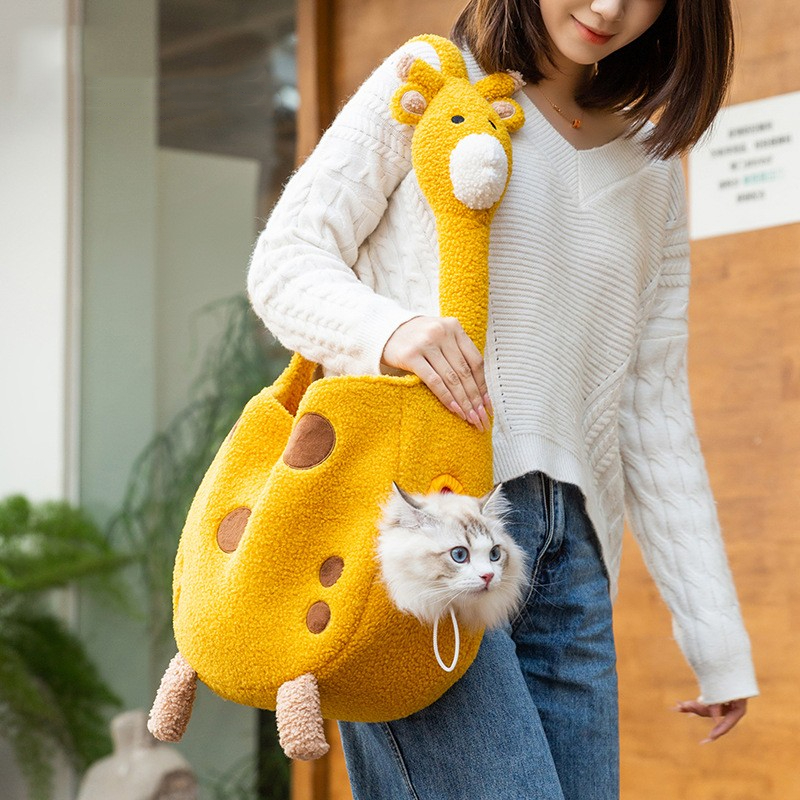 Hippie Dog out Portable Cat Bag Small Size Dogs Cute Giraffe Pet Messenger Bag Anti Breaking Loose Satchel Shoulder Bag