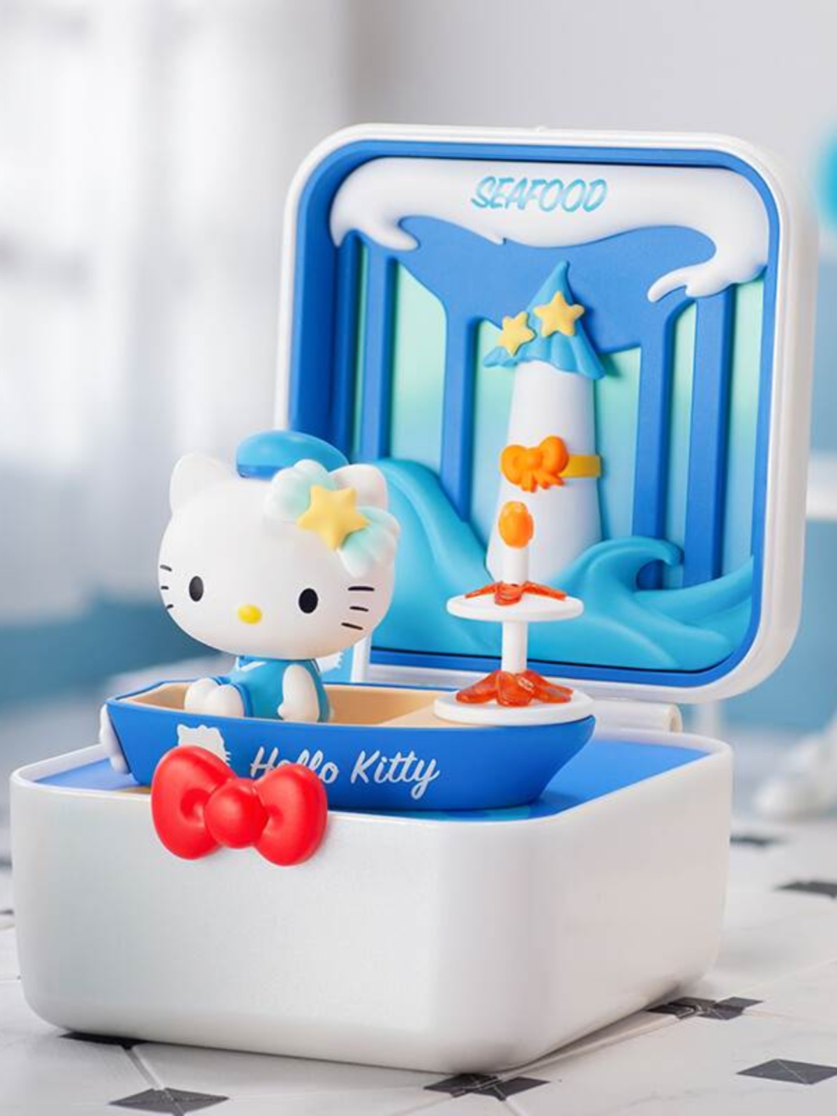 PopMart Pop Mart Hellokitty Food Town Series Scene Garage Kit Blind Box Confirmed Fashion Play
