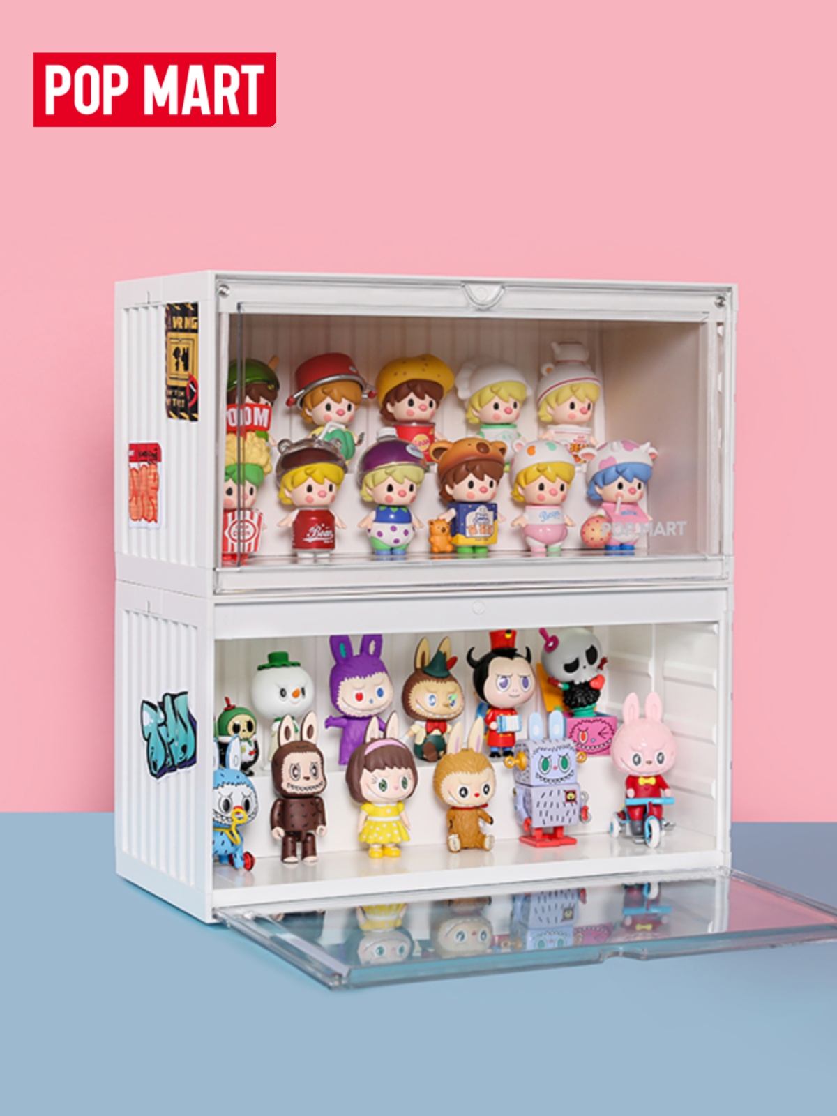 Complete Set of Blind Box Hand-Made Display Stand Pop Mart Luminous Container Large Capacity Dustproof Storage Box Transparent Cover