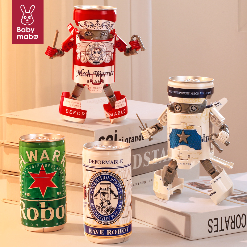 Internet Celebrity Children's Transform Toys Soda Warrior Cans Beer Drink Diamond Robot 3 Boys 6 Puzzle