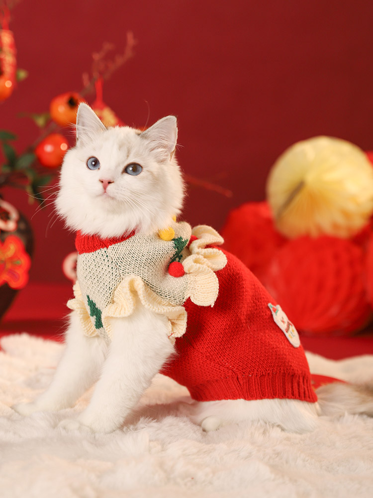 Cat Clothes New Year Winter Heattech Sweater Cat Kitten Winter Muppet Pet Dog Autumn and Winter New Year