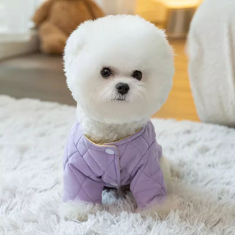 Hippie Dog Pet Dog Winter Macaron Double-Sided Wear Traction Warmth Retention Material Clothes Bichon Cat