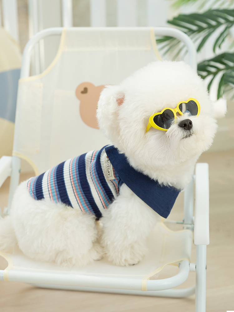 Hippie Dog Full-Cotton Polo Shirt Spring/Summer Thin Dog Clothes Summer Bichon Pomeranian Schnauzer Pet Small Size Dogs