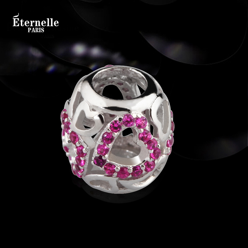 French Eternelle Heart-Shaped Pendant S925 Silver Jewelry DIY Women's Accessories Bracelet Female Accessories Handmade Beaded