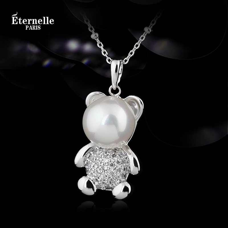 French Eternelle Japanese and South Korean Pendant Sweet 925 Silver Accessories Bear Necklace Cute Pendant Birthday Gift