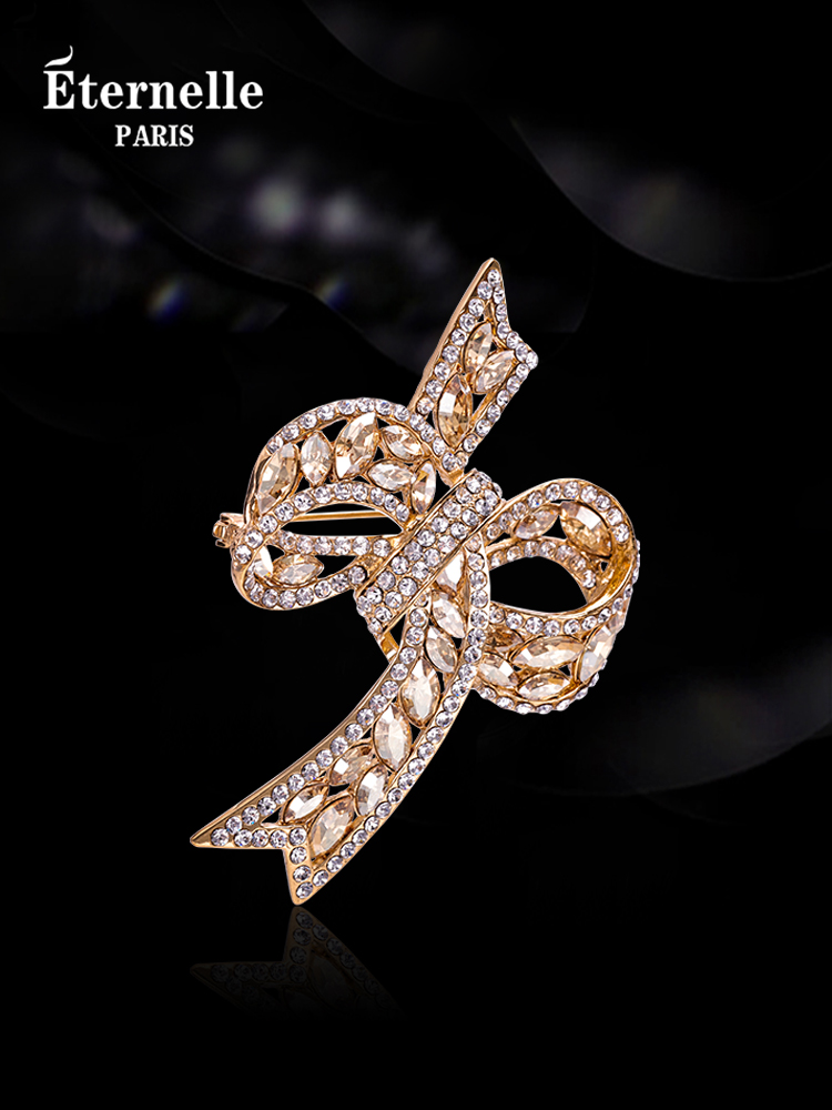 Eternelle France Eternal Bows Brooch Accessories Fall and Winter Pin Buckle Bright Austria Crystal Corsage