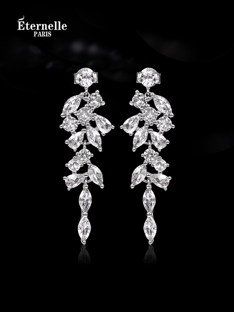 Eternelle French Eternal Original Willow Leaf Modelling Earrings Accessible Luxury Fancy Special Interest Earrings Sterling Silver Stud Earrings