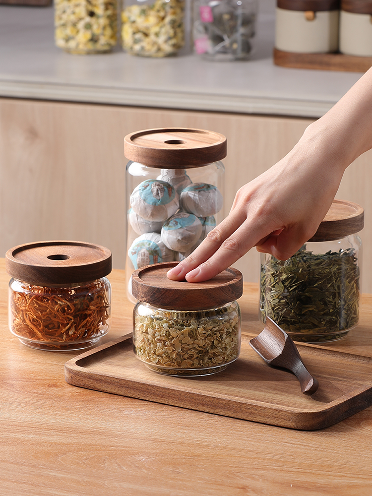 Lissa Exhaust Tea Sealed Jar Tea Container Food Grade Glass Tea Tangerine Peel Special Moisture-Proof Storage Tank