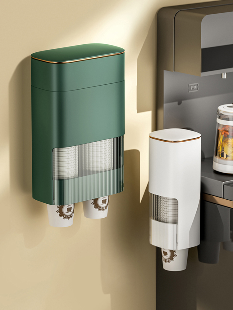 Disposable Cup Holder Automatic Cup Distributor Punch-Free Wall-Mounted Dustproof Paper Cup Holder Storage Rack Storage