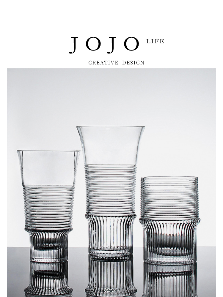 Jojo's L. Pd. Belle. Transparent Straight-leg Thread Glass Vase Decoration Living Room Decorations Thread Three-Dimensional