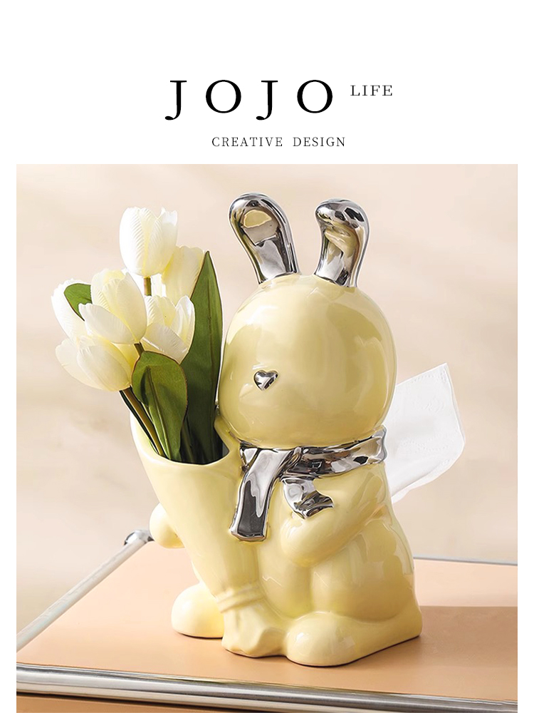 Jojo's L. PD · Rabbit · Vase Holding Cream Tissue Box Creative Ceramic Ornaments | Rabbit